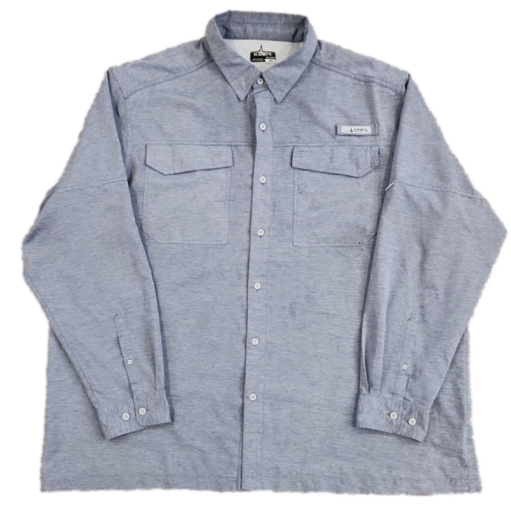 Habit Blue SPF 40+ Button-Up Fishing Guide Shirt